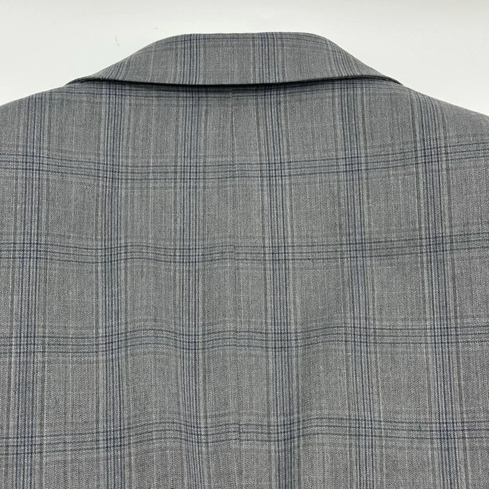 Stafford Cool Max Classic Fit Size 40R Gray Navy Plaid 2-Button Suit Jacket NWT